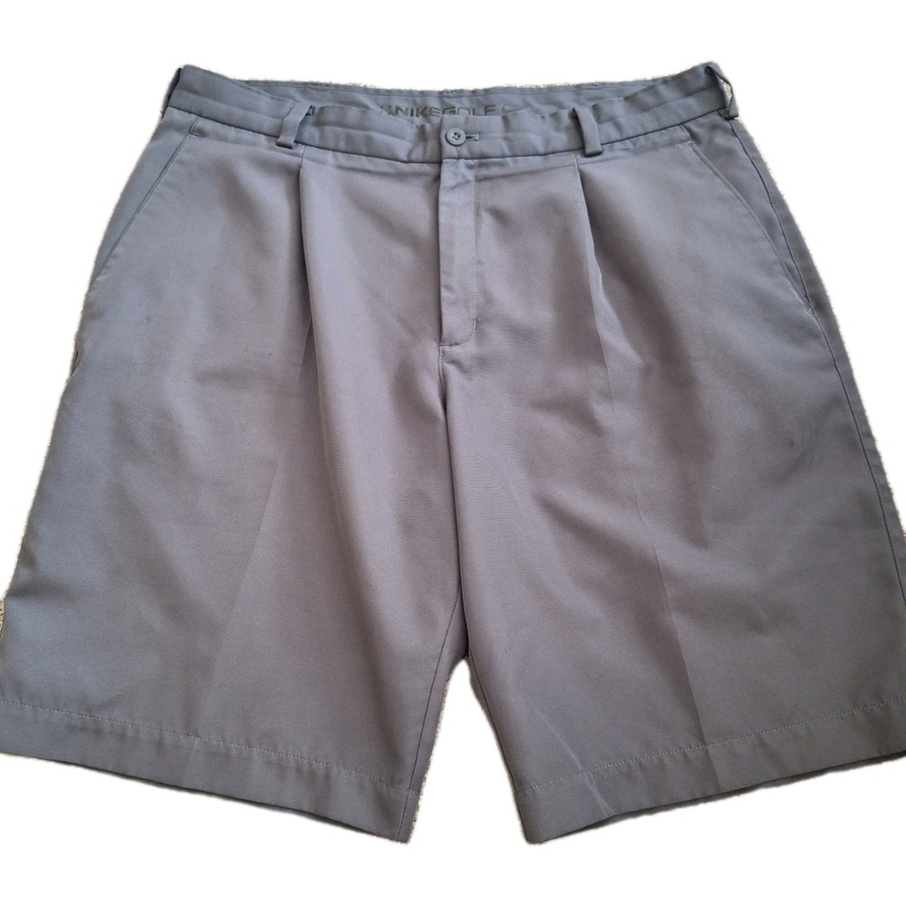 Nike Golf Shorts Mens Size 36 Gray Pleated Chino Classic Style 11" Inseam